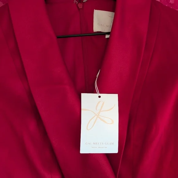 NWT Gal Meets Glam Collection Ruby Red Satin Christmas Holiday Dress 6 Petite - Picture 7 of 9